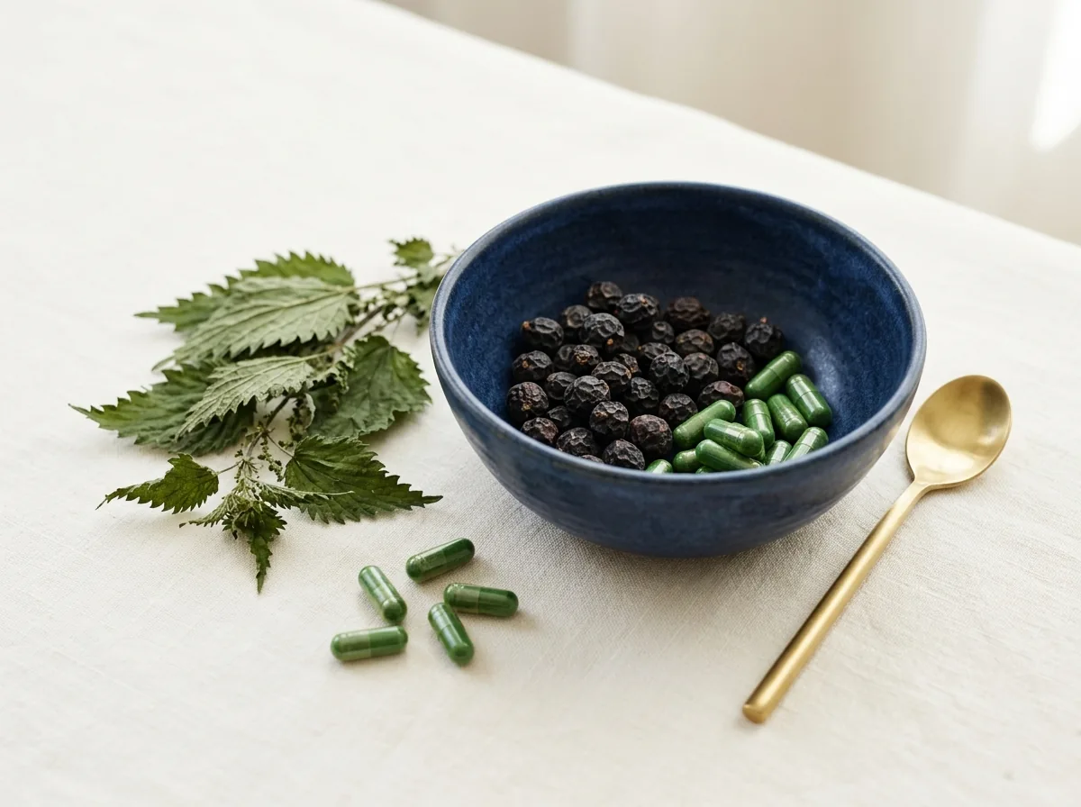 Saw palmetto berries and nettle plant - natural supplement for pelvic wellness men